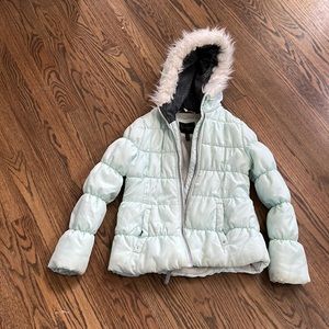 Jessica Simpson,girls light teal puffer coat, size 6-7